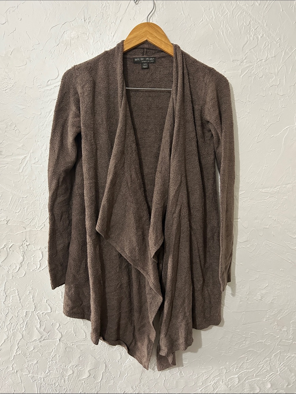 Barefoot Dreams Brown Open-Front Draped Cardigan